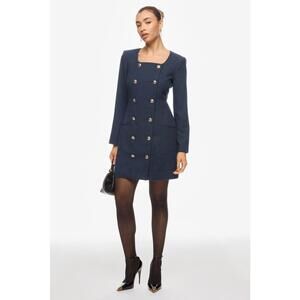 Marissa Webb x RTR Navy Tweed Button Dress Size 12 With Missing Buttons